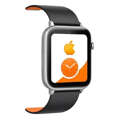 A modern smartwatch, orange with a completely blank, turned-off screen display sticker