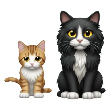 a long haired tabby full body and black cat sticker