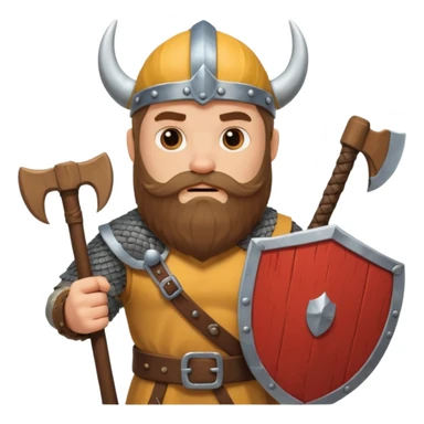 Bearded viking holding axe and shield sticker