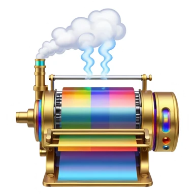 Rainbow creating  machine  with smoke coming out  sticker