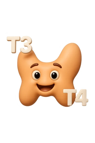 EMOJI STILE IPHONE 3D DI ormoni tiroidei che fluttuano in aria, iperrealistico 4k sticker