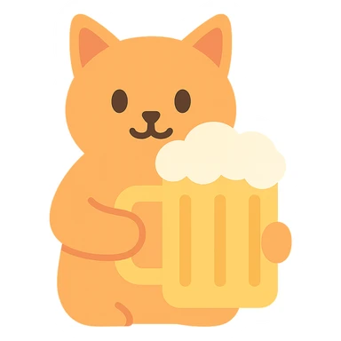cat holding a giant beer mug sticker