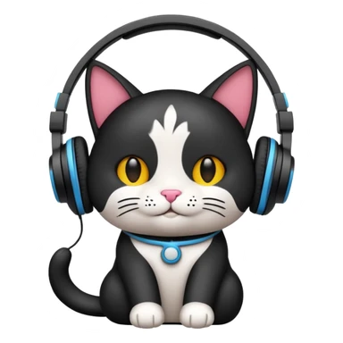black cartoCat listening to music  sticker