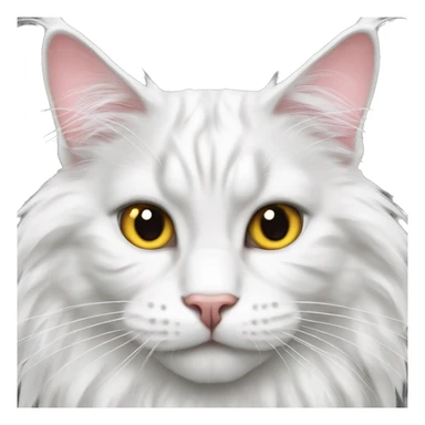 White Maine Coon with hearts sticker
