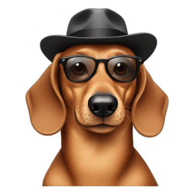 Dachshund with raybans and a pork pie hat sticker