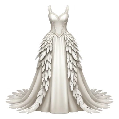 Hyper Realistic ornate Wedding dress displays  with feathers  sticker