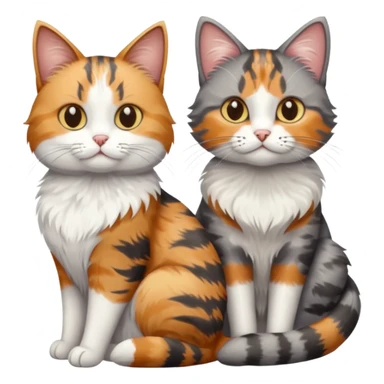 a fluffy grey and white cat sitting with 2 other cats sticker