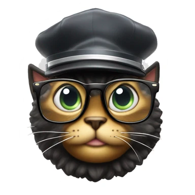 Mulatto star umpire confident business young adult cat pfp with smart glasses, eyes gleaming with redemption floating crown of authority sticker