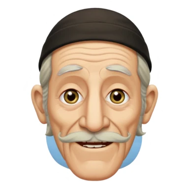 Jewish elderly man emoji with long hair on the sides and jewish hat, long big nose and crooked teeth sticker