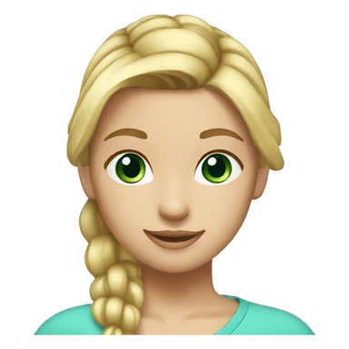girl with blond hair in a ponytail medium skintone blue green eyes sticker