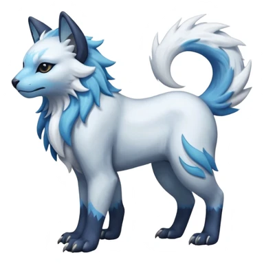 Icy glacial feathery glistening glossy smooth soft flaky scaly furry flurry hyper-realistic cozy boreal boreal-lupus-Lunaray-Manectric-Absol-Luxray-Bobcat-Fakémon-fusion-animal-creature, full body  sticker