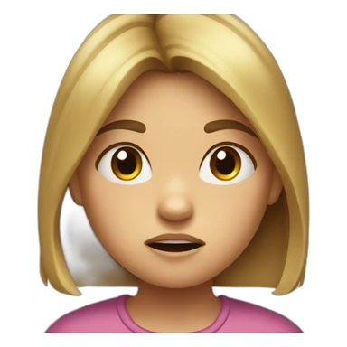 A little girl with angry face sticker