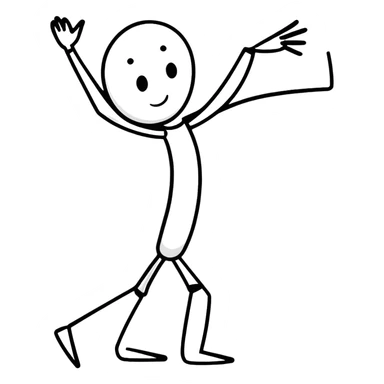 cartoonish sticker of a stick man, playful pose sticker