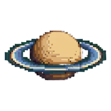 Pixel art Saturn planet in greyscale sticker