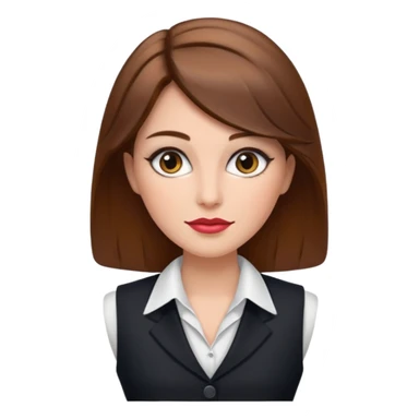 portrait of adult woman, formal vest, makeup sticker