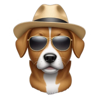 a dog wearing hat and sunglasses  sticker