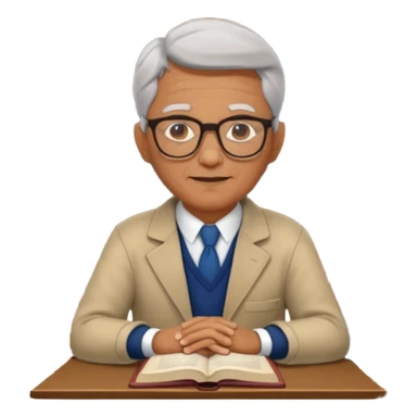 old male Librarian in foreign countries with glasses and librarian uniform sitting in library sticker