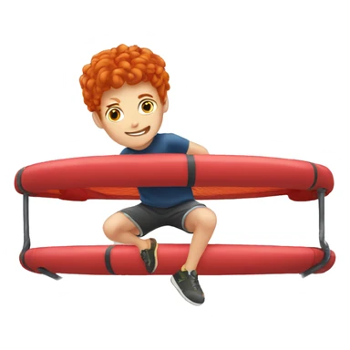 Red head boy on trampoline  sticker