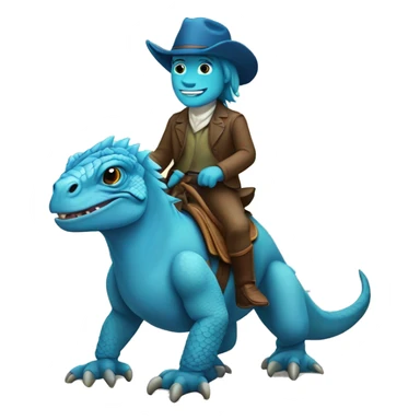 Blue iguana riding a horse sticker