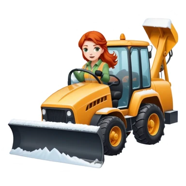  redheaded lady driving aSnowplow sticker