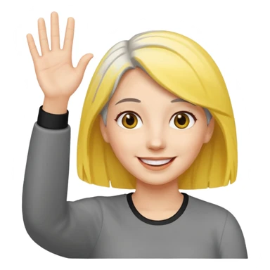 woman with gray and yellow hair smiling and waving her hand  sticker