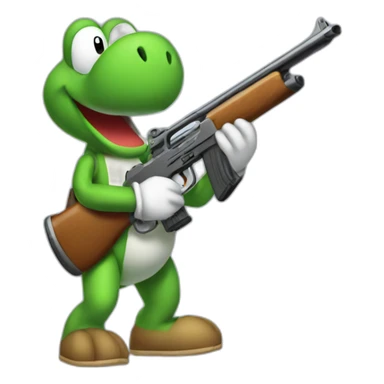 yoshi with a shotgun sticker