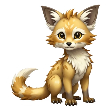 Epic Feral Rare Fantasy shiny cool fluffy Vernid-Trico-species-hybrid-animal by LiLaiRa, random markings, tufted tail, tufted ears, full body sticker