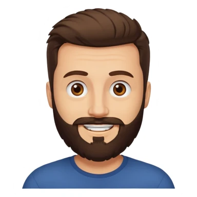 man, buzzed hair, brown eyes, full beard, smiling sticker