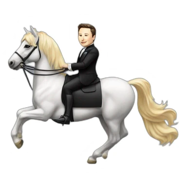 Elon musk riding a horse wearing a tuxedo  sticker