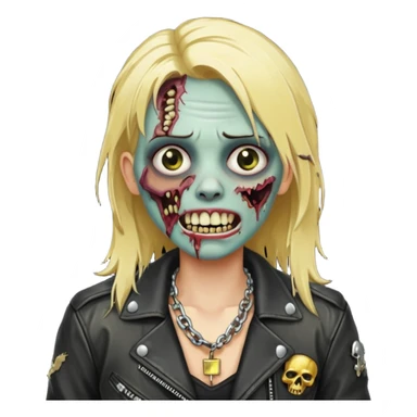 Zombie com dente de ouro e cabelo loiro com corrente e uma jaqueta de couro sticker