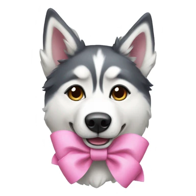 husky with a pink bow sticker