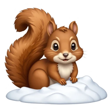 squirrel poking its head out of snow hill wearing christmas lights sticker