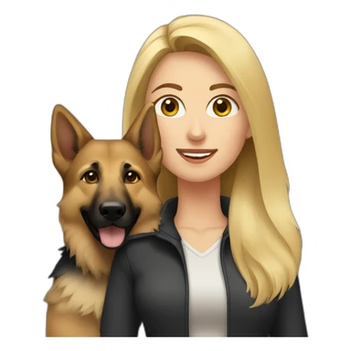 blonde caucasian woman with german shepherd sticker