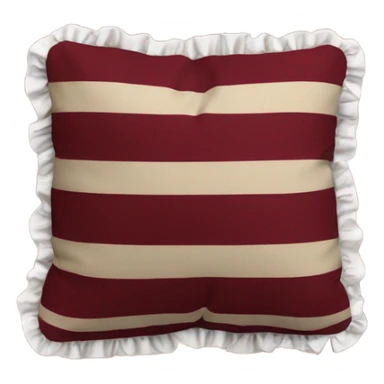 Dark Red beige striped pillow with ruffles sticker
