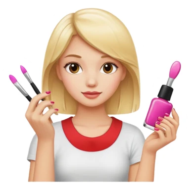 Blondie girl making nails sticker