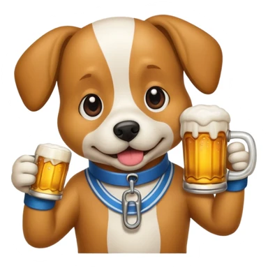 Un chient avec un biere sticker