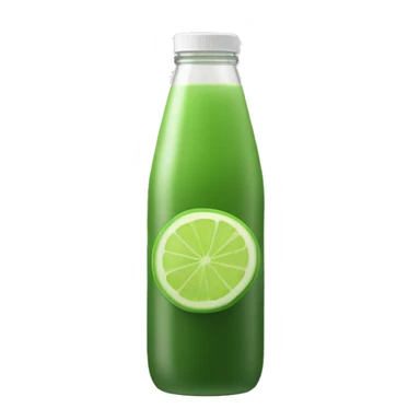aesthetic green juice in tall clear full drink bottle with white lid realistic soft textures sticker