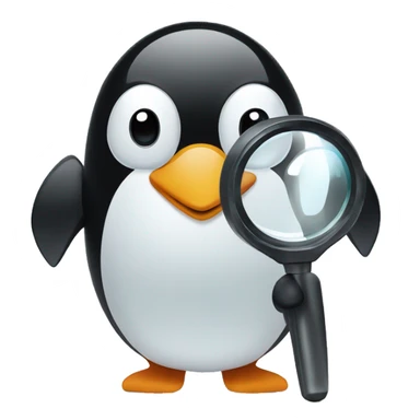 penguin holding a magnifying glass sticker