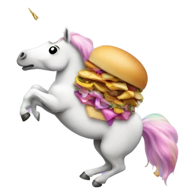 Unicorn flying in food sticker