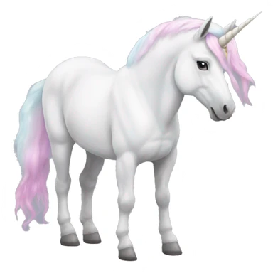 Fullbody White unicorn with pastel color mane  sticker