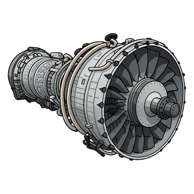 Изометрическая модель газовой турбины Siemens, слегка мультяшная стилистика, прозрачный фон sticker