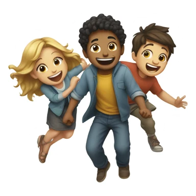 boy laughing at girl falling  sticker