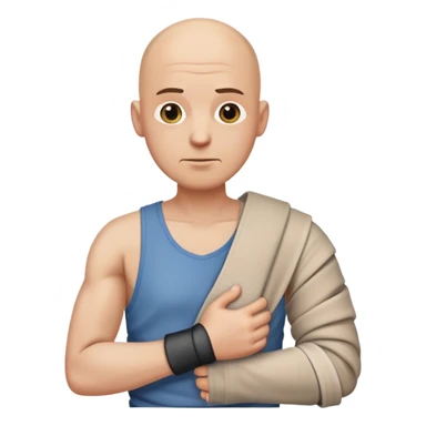 Make this guy bald with a broken right arm in a sling sticker