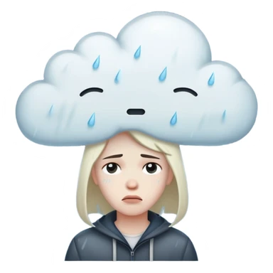 depression cloud over head rain sad expression sticker