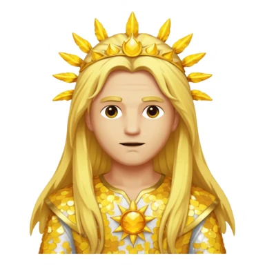 Sol, God of Sun from Gods and Goddesses with long golden blonde hair, yellow and white sequin outfit sticker