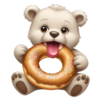 baby bear eating a donut sticker