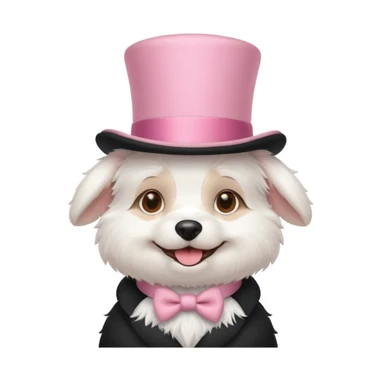 Cute white dog wearing a light pink top hat sticker