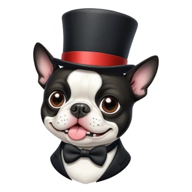 Boston terrier in a top hat sticker