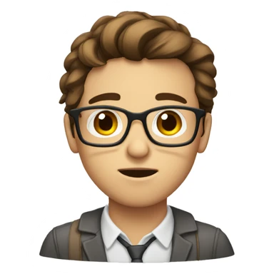 nerd with brown hair bored sticker