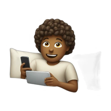 person using phone in the bed sticker